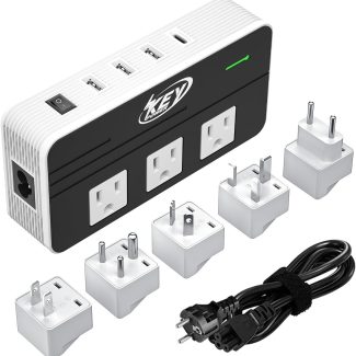 230-Watt Step Down 220V to 110V Voltage Converter & International Travel Adapter/Power Converter with USB-C Port 18W - [Use for USA Appliance Overseas in Europe, AU, UK, Ireland, etc.]